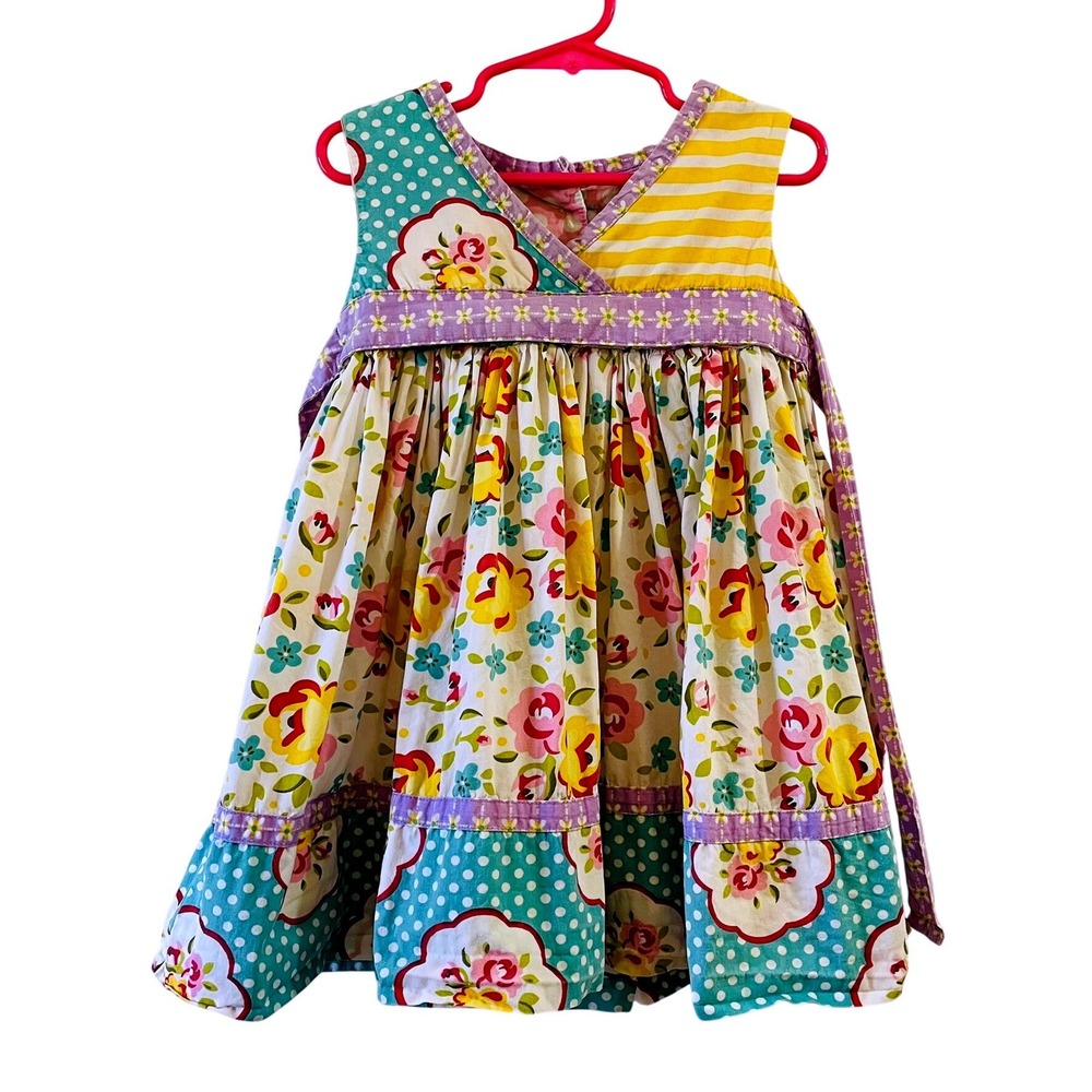 Jelly the Pug Abbey Woven Dress Multi Color Floral Polka Dot Girl 2T Cottagecore